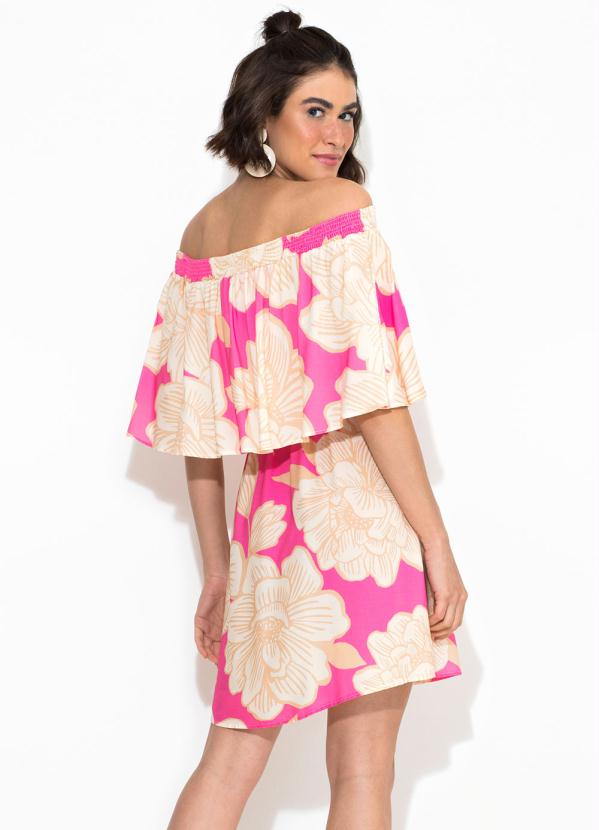 Farm Vestido Curto Floral Praiano Rosa