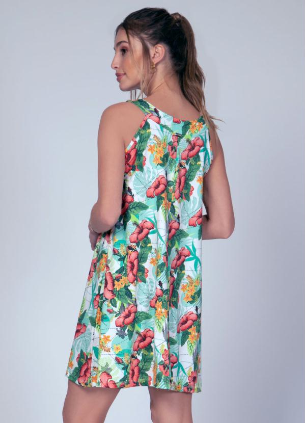 Quintess - Vestido Curto Floral/Verde Soltinho 2