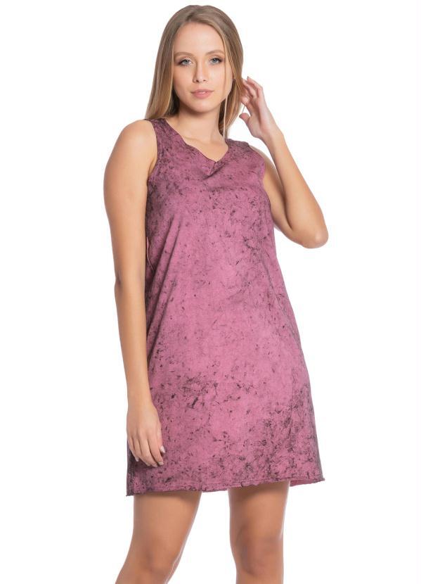 Up Close - Vestido Curto Lavado com Corte a Fio Roxo