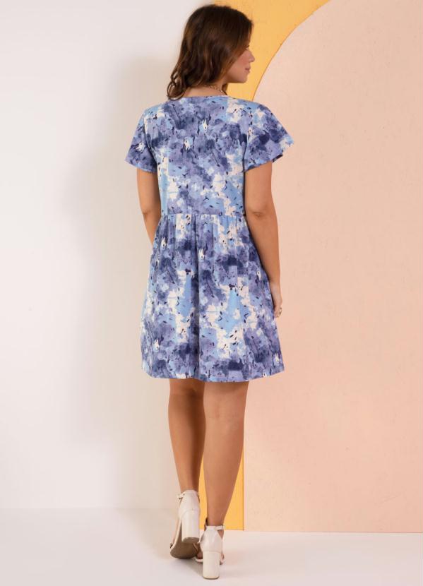 Quintess - Vestido Curto Manchas Azuis com Botões 4