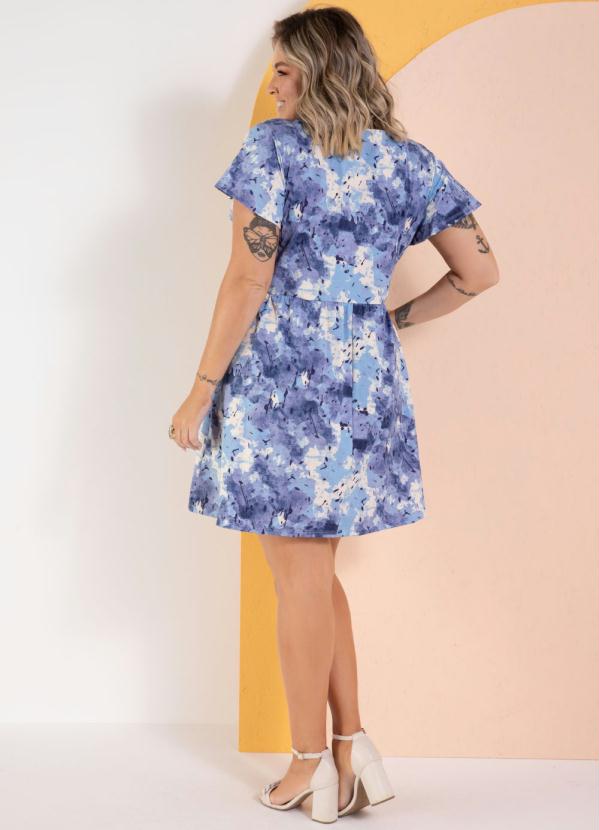 Quintess - Vestido Curto Manchas Azuis com Botões 9