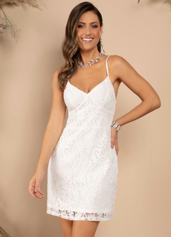 Quintess - Vestido Curto Off White de Alças