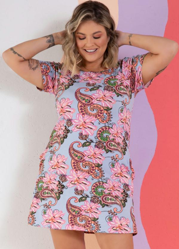 Quintess - Vestido Curto Paisley Rosa com Bolsos 5