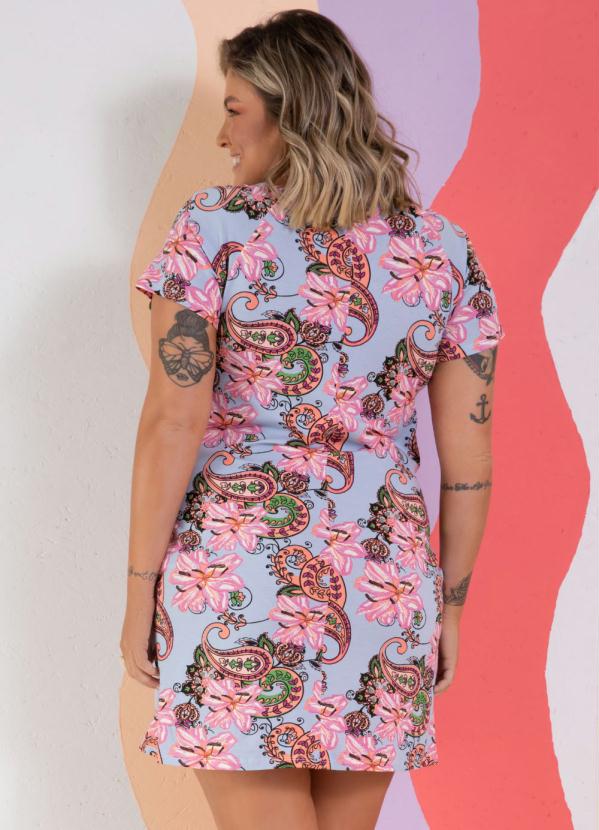 Quintess - Vestido Curto Paisley Rosa com Bolsos 6