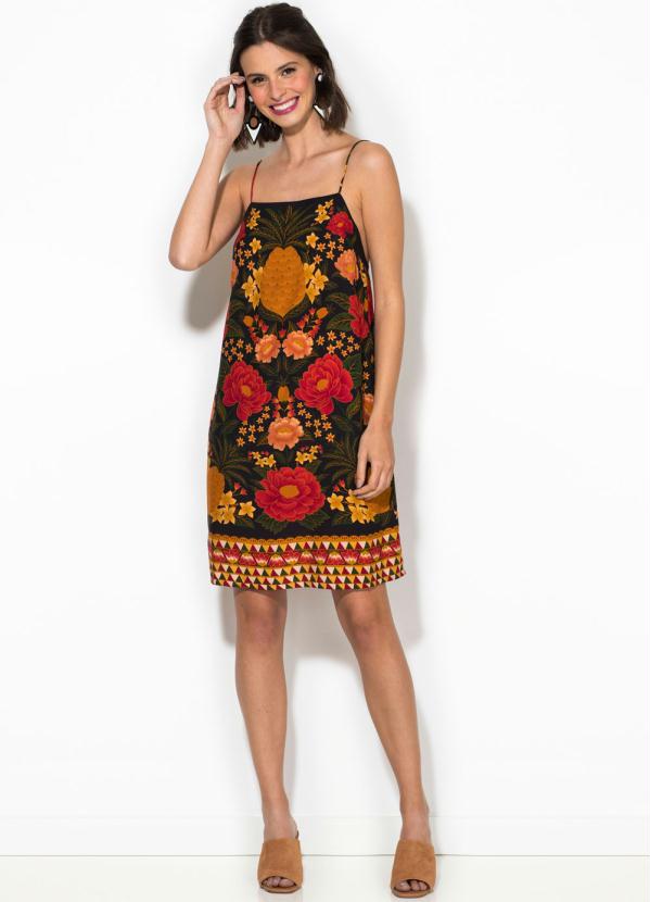 Farm - Vestido Curto Paraíso dos Abacaxis Preto 3