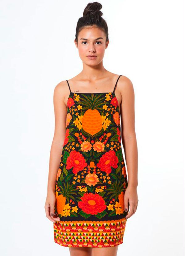 Farm - Vestido Curto Paraíso dos Abacaxis Preto 7