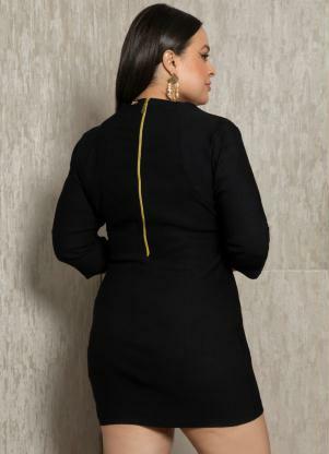 Quintess - Vestido Curto Preto em Tecido de Alfaiataria - QUINTESS