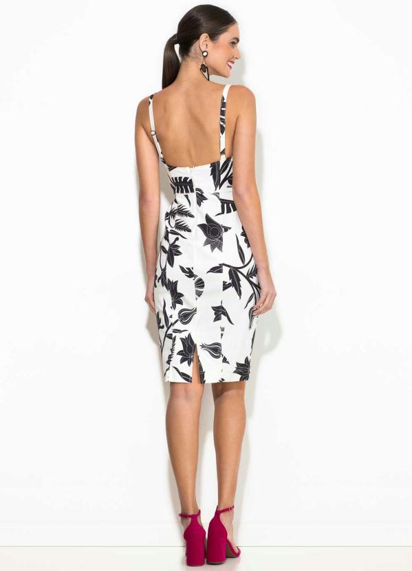 Vestido Curto Sarja Estampado Branco - You Premium