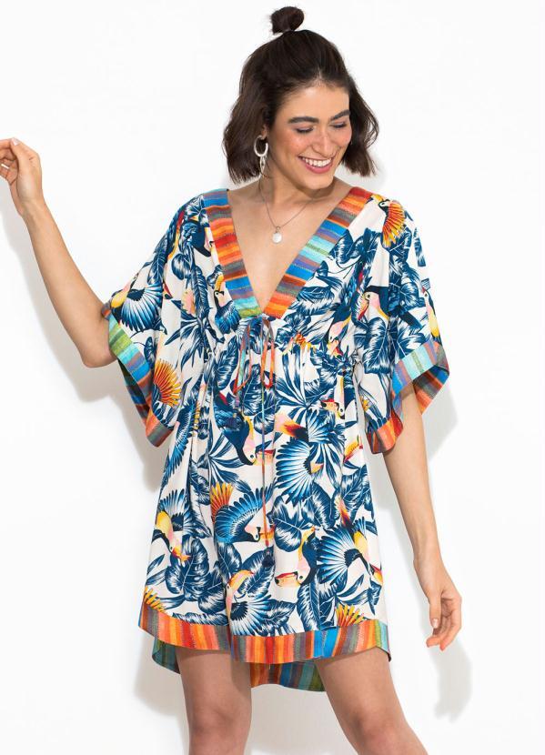 Farm - Vestido Curto Tucano Livres Azul