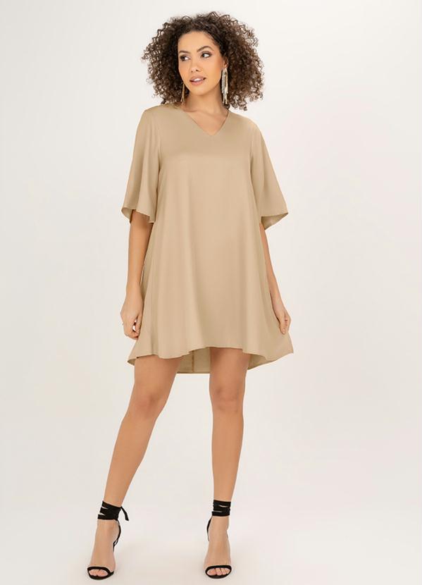 Angel - Vestido Curto Viscose Bege 3