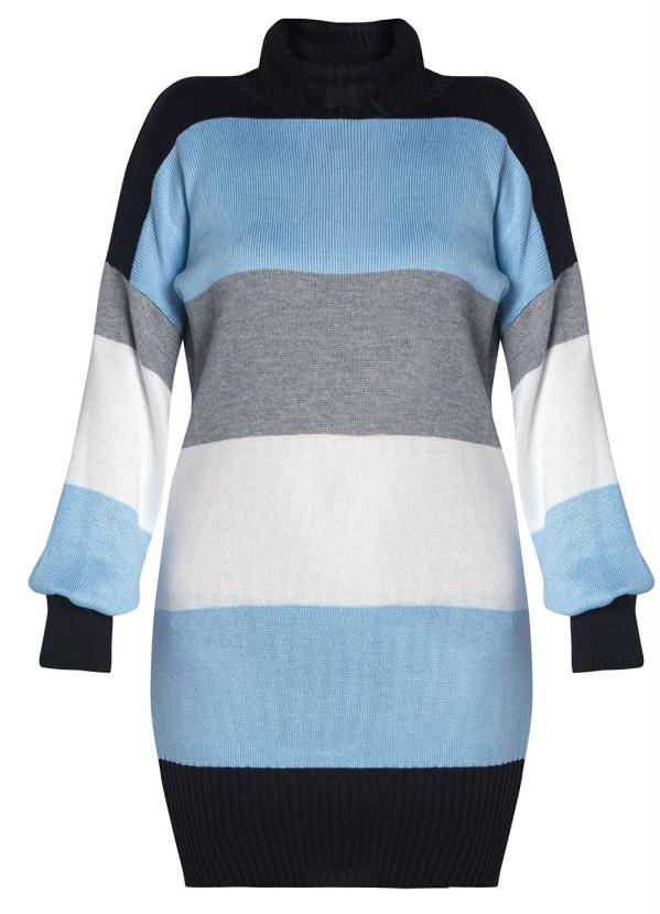 bonprix - Vestido de Tricô Azul/Preta/Mescla/Branca 6