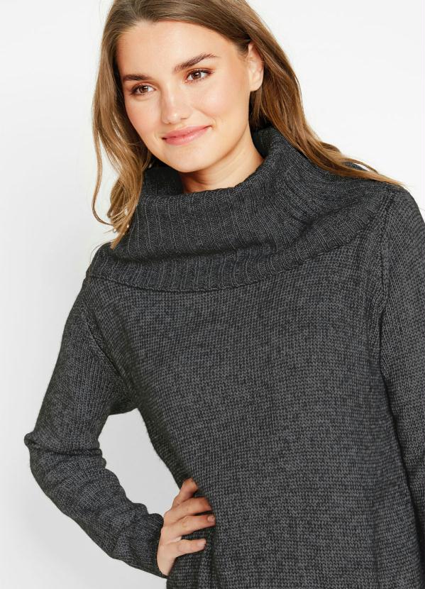 bonprix - Vestido de Tricô com Gola Chumbo 5