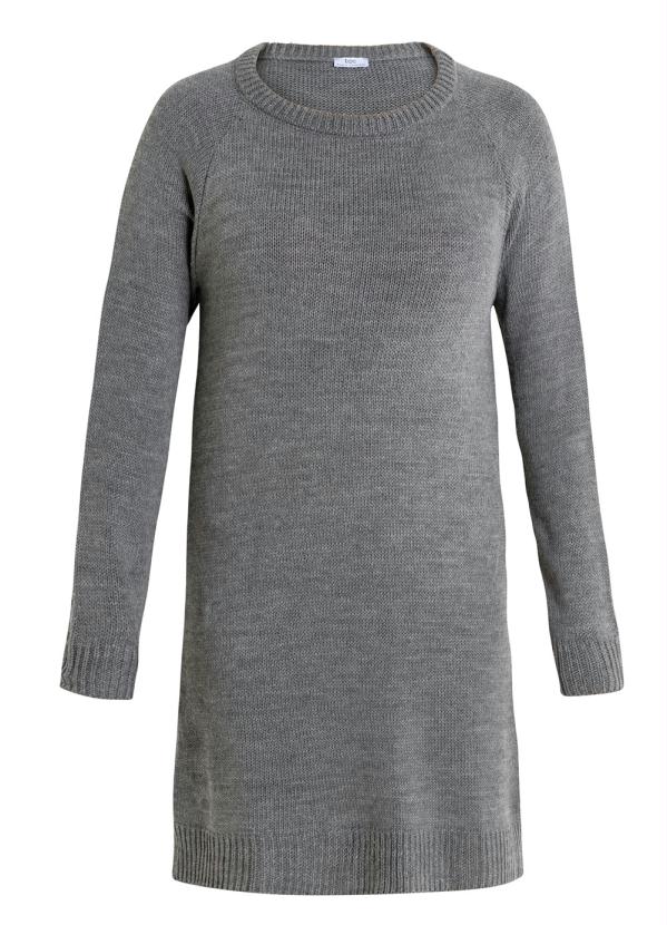 bonprix - Vestido de Tricô Decote Canoa Cinza Mescla 6