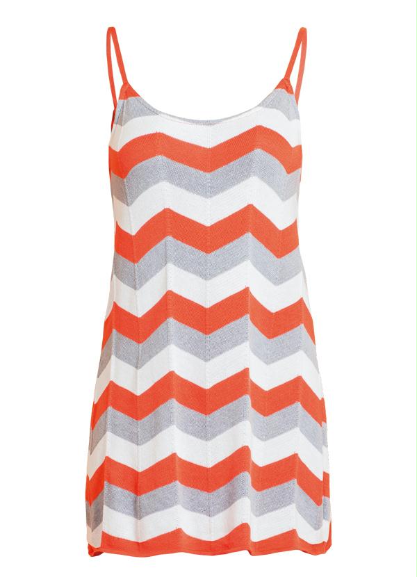 Quintess - Vestido de Tricô Zig Zag Branco, Laranja e Cinza 5