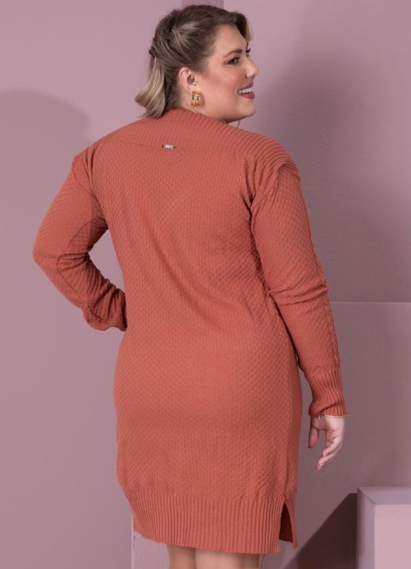 Quintess - Vestido em Tricô Terracota Decote Reto 7