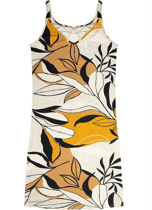 Vestido Estampado Bege e Turquesa