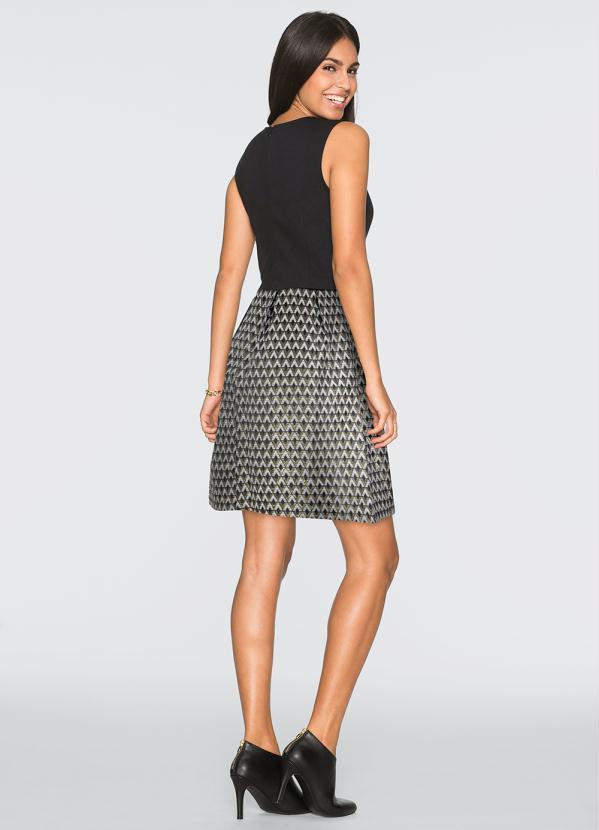 Outlet - Vestido Evasê Brilhante Preto 2