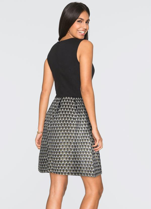 Outlet - Vestido Evasê Brilhante Preto 4