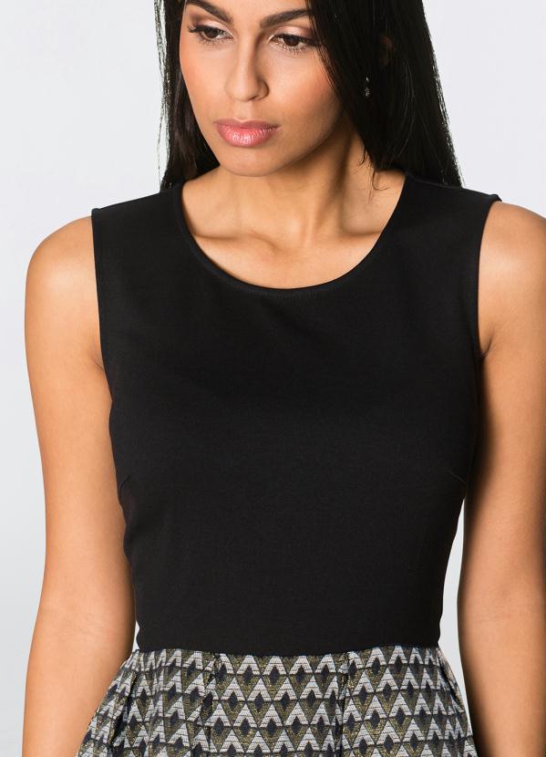 Outlet - Vestido Evasê Brilhante Preto 5