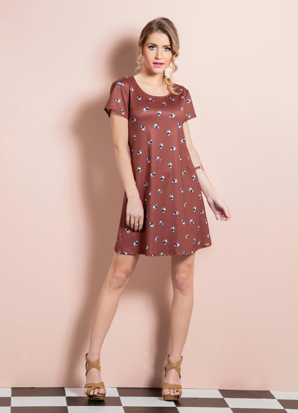Quintess - Vestido Evasê Estampa de Pugs 2