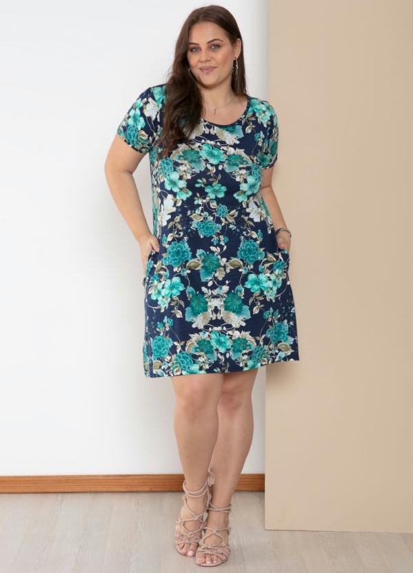 Quintess - Vestido Floral Azul com Bolsos Laterais 7