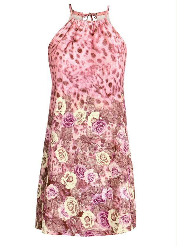 Outlet - Vestido Floral e Rosa com Amarração nas Costas 6