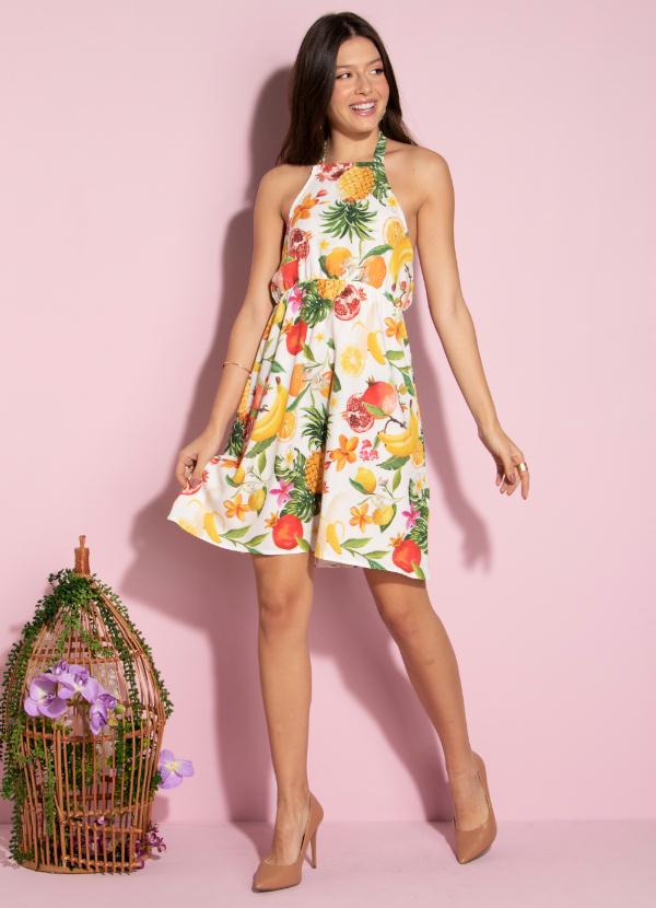 Quintess - Vestido Floral Frutado com Elástico 3