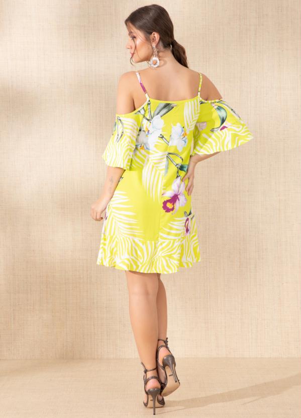 Quintess - Vestido Floral Neon em Viscose Plana Digital 4