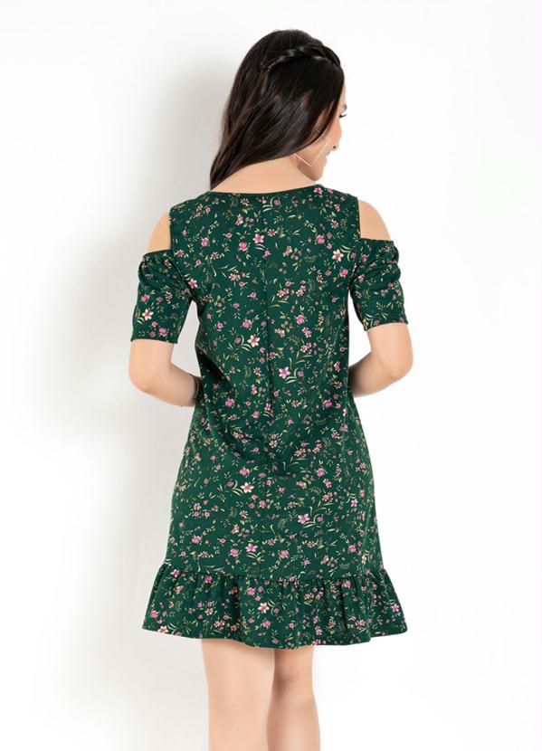 Moda Pop - Vestido Floral Verde com Ombros Vazados 2