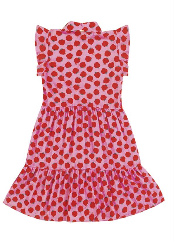 Angel - Vestido Franzido Viscose Morangos Rosa 6
