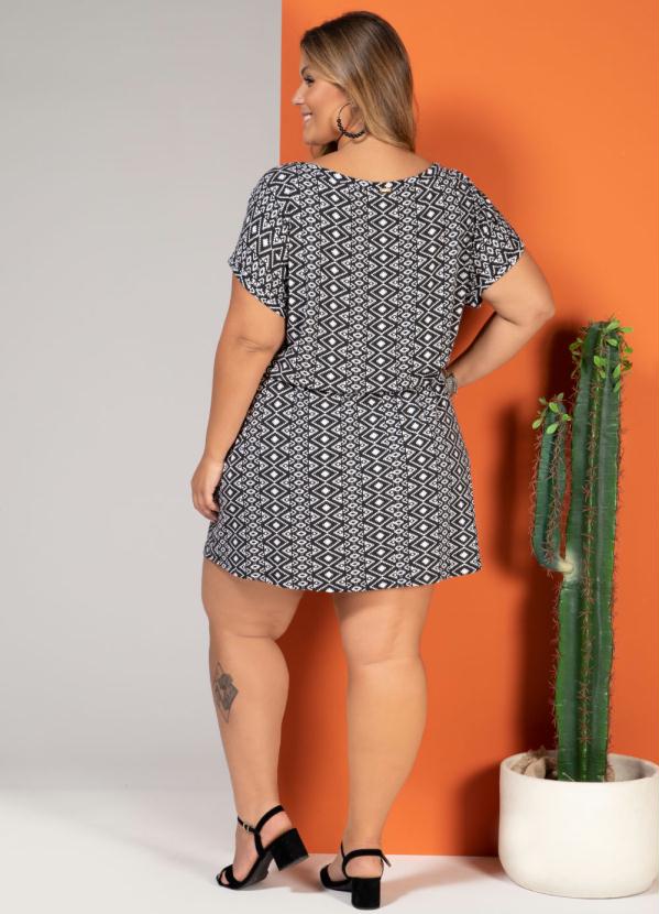 Quintess - Vestido Geométrico Preto com Franja 8