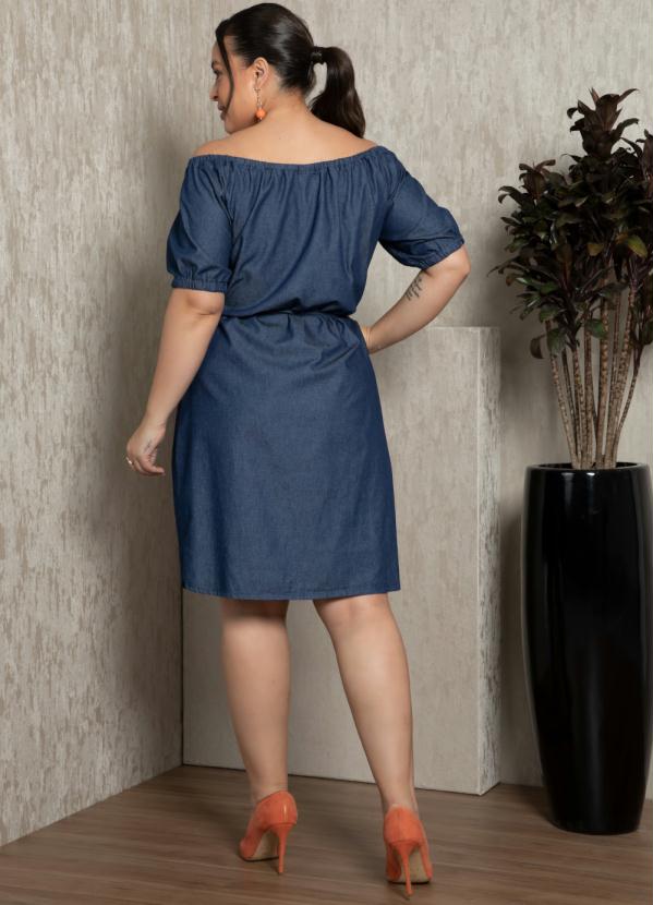 Quintess - Vestido Jeans Escuro Tomara que Caia com Botões 9