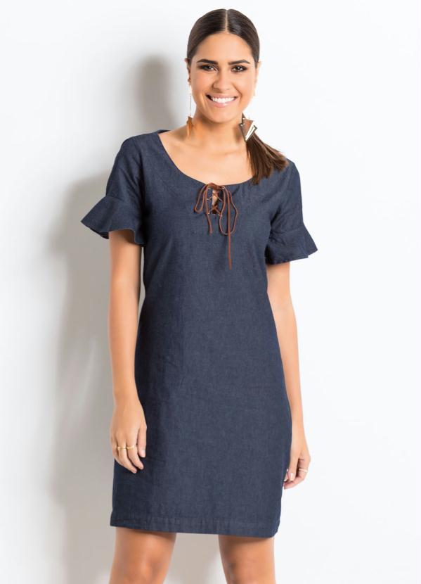 Quintess - Vestido Jeans Soltinho Quintess com Amarração 2