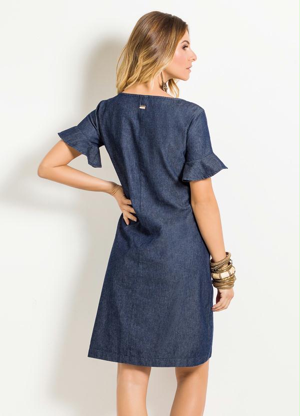 Quintess - Vestido Jeans Soltinho Quintess com Amarração 4