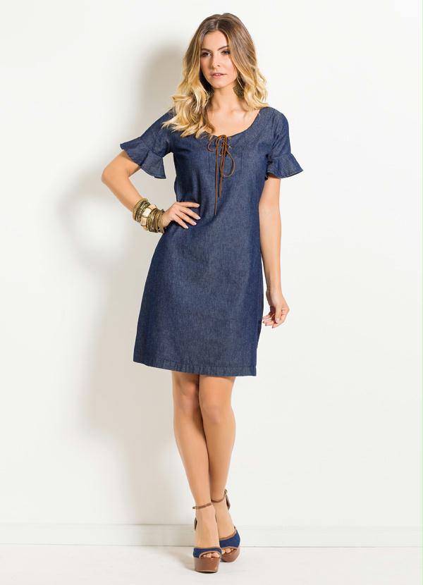 Quintess - Vestido Jeans Soltinho Quintess com Amarração 5