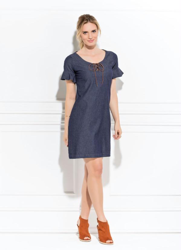 Quintess - Vestido Jeans Soltinho Quintess com Amarração 6