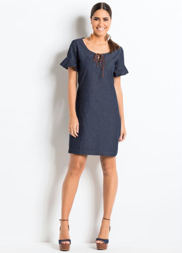 Quintess - Vestido Jeans Soltinho Quintess com Amarração 7