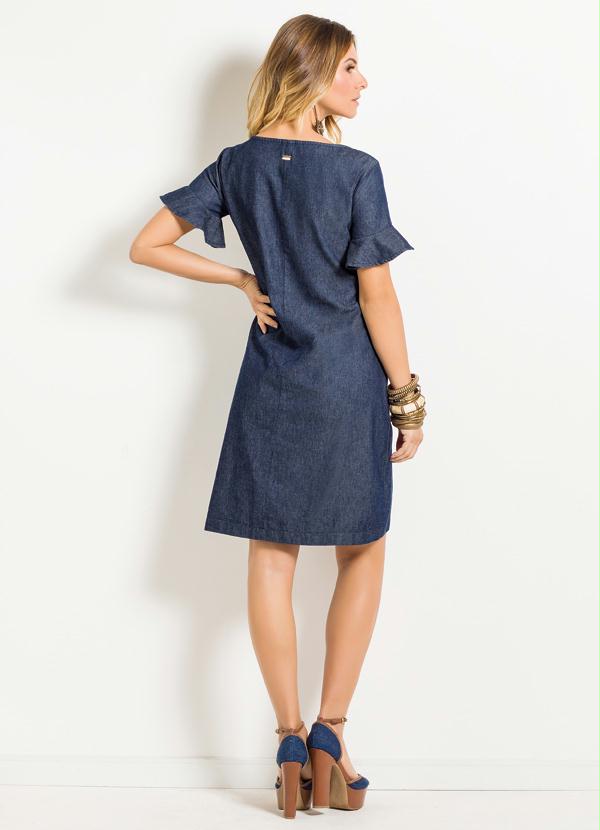 Quintess - Vestido Jeans Soltinho Quintess com Amarração 8