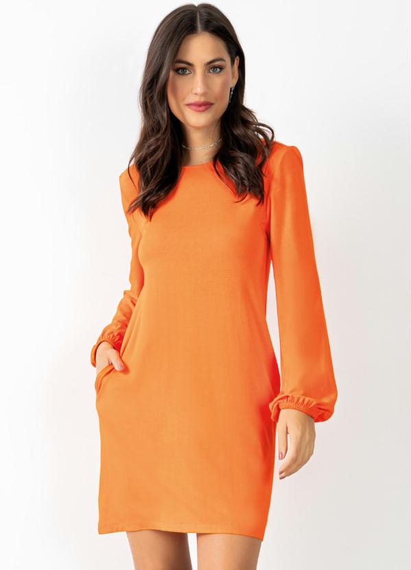 Quintess - Vestido Laranja com Bolsos Funcionais