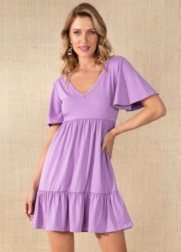 Quintess - Vestido Lilás com Franzidos