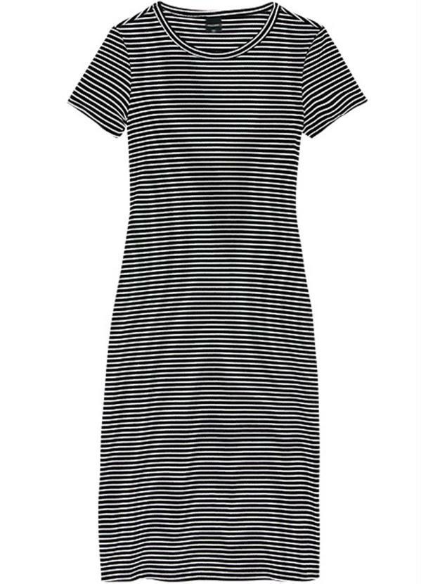 Malwee - Vestido Listrado Curto Listrado