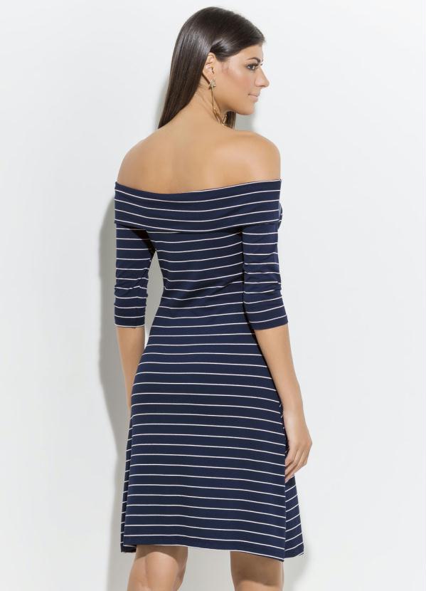 Quintess - Vestido Listrado Decote Ombro a Ombro Quintess 2