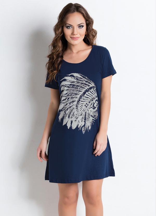 Outlet - Vestido Manga Curta Marinho