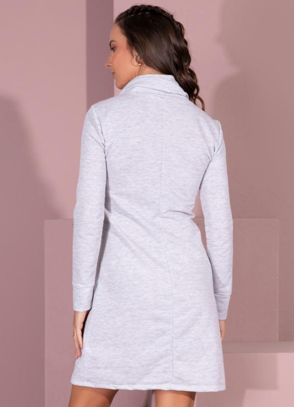 Quintess - Vestido Mescla com Gola Ampla e Bolsos 2