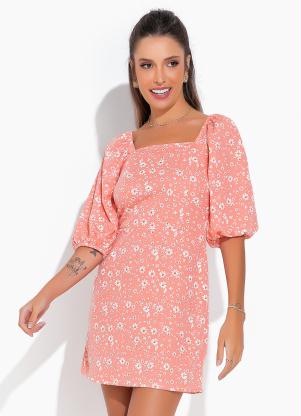 Moda Pop - Vestido Mini Floral com Decote Quadrado - MODA POP