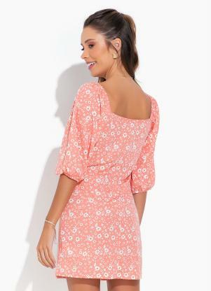 Moda Pop - Vestido Mini Floral com Decote Quadrado - MODA POP