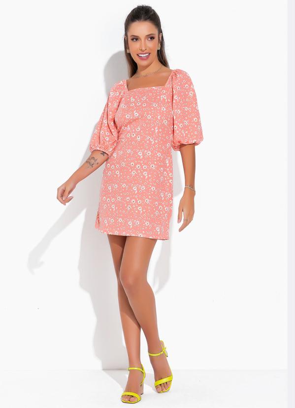 Moda Pop - Vestido Mini Floral com Decote Quadrado 4
