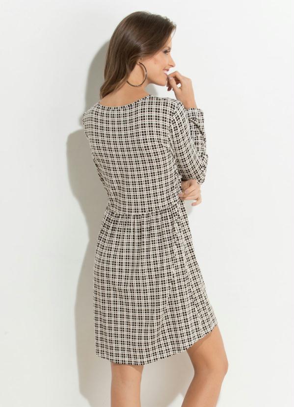 Quintess - Vestido Mullet Xadrez Quintess com Amarração 2