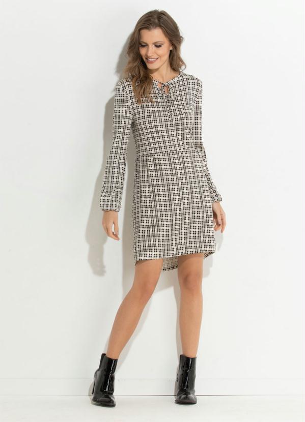 Quintess - Vestido Mullet Xadrez Quintess com Amarração 3