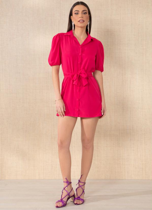 Queima Estoque - Vestido Pink com Botões e Faixa 8